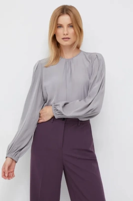 Podrobnoe foto блузка sisley жіноча колір сірий однотонна