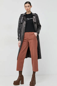 foto штани spanx жіночі колір коричневий пряме висока посадка