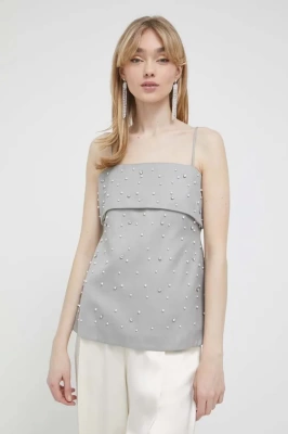 Podrobnoe foto блузка з домішкою вовни stine goya колір сірий з аплікацією