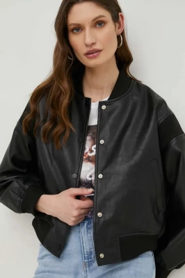 Podrobnoe foto куртка-бомбер answear lab жіночий колір чорний перехідна oversize
