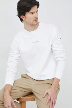 foto бавовняна кофта pepe jeans чоловіча колір білий однотонна