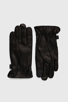 foto шкіряні рукавички strellson чоловічі колір чорний