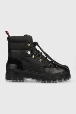Podrobnoe foto черевики tommy hilfiger laced outdoor boot жіночі колір чорний на платформі злегка утеплена