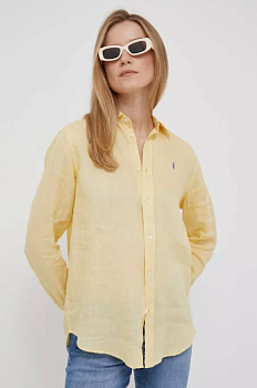 foto сорочка з льону polo ralph lauren колір жовтий regular класичний комір