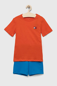 foto дитяча бавовняна піжама tommy hilfiger колір помаранчевий однотонна