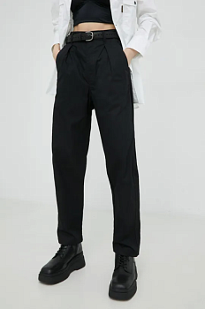 foto бавовняні штани g-star raw жіночі колір чорний фасон chinos висока посадка