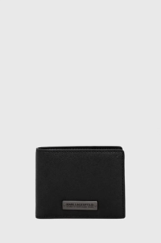 foto шкіряний гаманець karl lagerfeld колір чорний