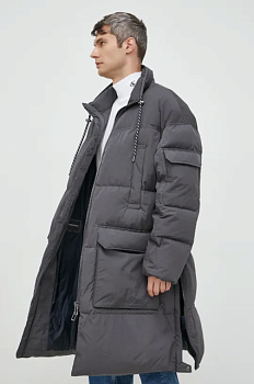 foto пухова куртка emporio armani чоловіча колір сірий зимова