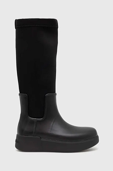 foto гумові чоботи calvin klein rain boot wedge high жіночі колір чорний