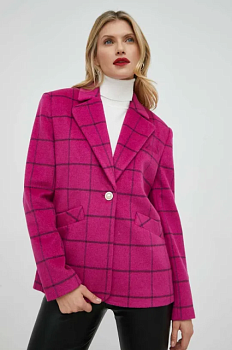 foto вовняний піджак custommade iris колір рожевий oversize візерунок