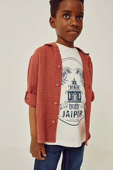 foto дитяча бавовняна сорочка zippy колір коричневий
