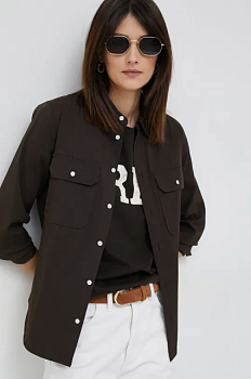 foto сорочка polo ralph lauren жіноча колір коричневий regular класичний комір