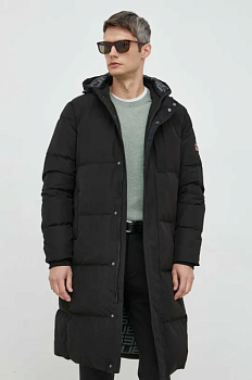 foto пухова куртка guess чоловіча колір чорний зимова