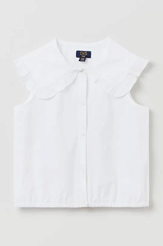 foto дитяча бавовняна блузка ovs колір білий однотонна