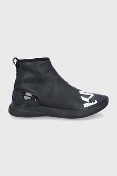 foto шкіряні черевики karl lagerfeld колір чорний на плоскому ходу