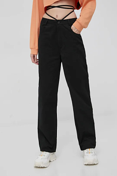 foto штани sixth june жіночі колір чорний широке висока посадка