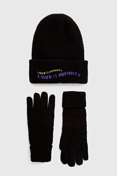 foto шапка і рукавички desigual колір чорний