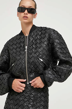 foto куртка-бомбер rotate жіночий колір чорний перехідна oversize