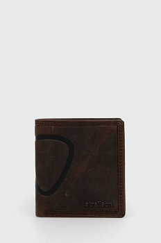 foto шкіряний гаманець strellson чоловічий колір коричневий