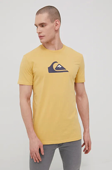 foto бавовняна футболка quiksilver колір жовтий з принтом