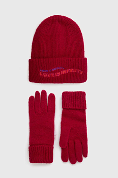 foto шапка і рукавички desigual колір рожевий