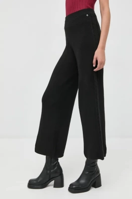 Podrobnoe foto штани з домішкою вовни guess жіночі колір чорний пряме висока посадка