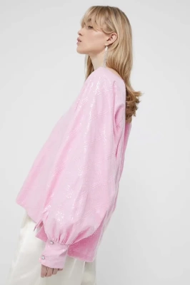 Podrobnoe foto блузка stine goya жіноча колір рожевий з аплікацією