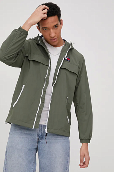 foto куртка tommy jeans чоловіча колір зелений перехідна