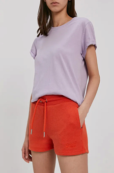 foto шорти superdry жіночі колір помаранчевий гладкі