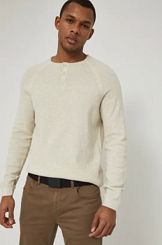 foto бавовняний светер medicine чоловічий колір бежевий легкий