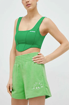 foto шорти tommy hilfiger жіночі колір зелений з аплікацією висока посадка