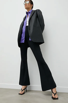 foto штани gestuz vala жіночі колір чорний кльош висока посадка