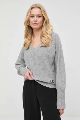 Podrobnoe foto вовняний светр twinset жіночий колір сірий легкий