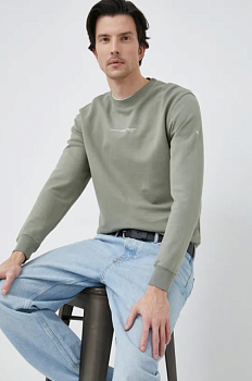 foto бавовняна кофта pepe jeans david чоловіча колір зелений з принтом
