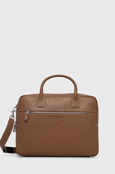 foto шкіряна сумка для ноутбука tiger of sweden колір коричневий