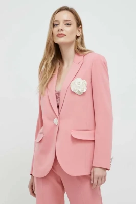 Podrobnoe foto піджак з домішкою вовни custommade fabiana колір рожевий oversize однотонний