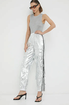 foto штани gestuz жіночі колір срібний висока посадка