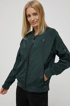 foto куртка-бомбер 4f жіночий колір зелений перехідна