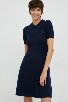 Podrobnoe foto вовняна сукня tommy hilfiger колір синій mini пряма