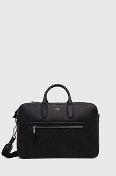 foto шкіряна сумка boss колір чорний