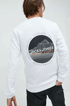 foto кофта jack & jones чоловіча колір білий з принтом