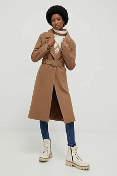 foto пальто з вовною answear lab колір коричневий перехідний